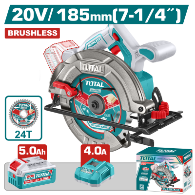 TOTAL 鋰電木工圓鋸185mm-單5A (UTSLI18513)