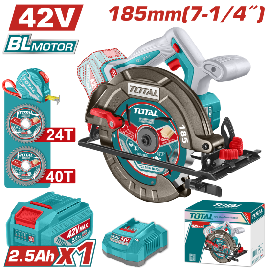 < 請洽各經銷通路 >TOTAL 42V鋰電電圓鋸-單2.5A套組(UTSLI4218511)