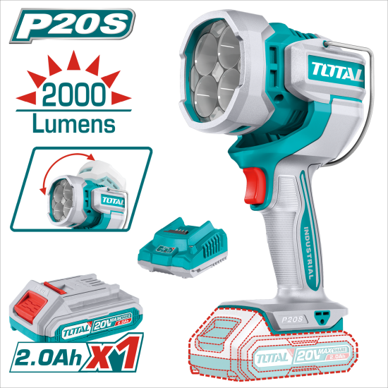 < 請洽各經銷通路 >TOTAL 20V 鋰電工作燈 2000流明 (UTWLI20881)