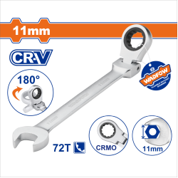 WADFOW 一站式工具 搖頭棘輪板手 72齒11MM(WSA6111)