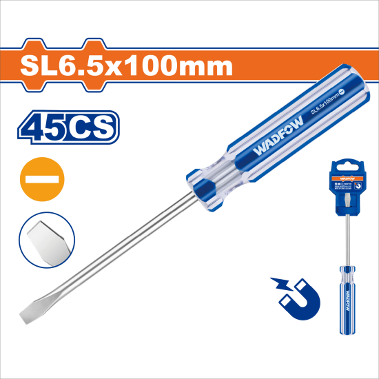 WADFOW 彩條螺絲起子 十字 一字 SL6.5*100mm (WSD5264)
