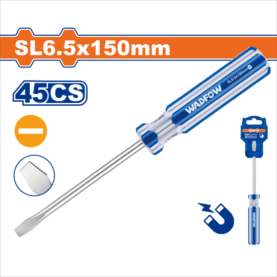 WADFOW 彩條一字起子 SL6.5*150MM (WSD5266)