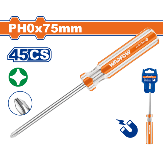 WADFOW 彩條十字起子PH0*75MM(WSD6203)