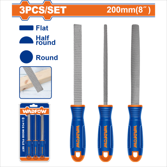 WADFOW  木工銼刀組 3PCS 8吋 (WSF1403) 