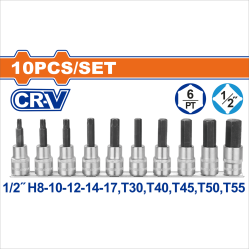 WADFOW  4分 星型套筒 六角套筒組 10PCS (WST1412) 