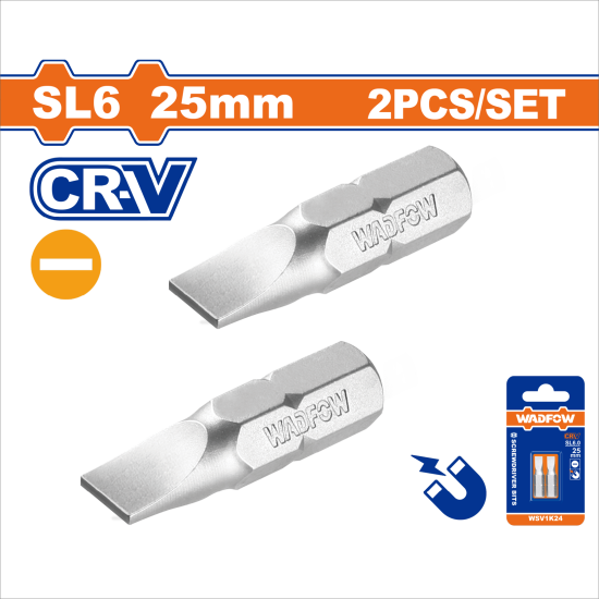 WADFOW 螺絲起子頭/SL6.0*1.0, 25mm*2支組 (WSV1K24)