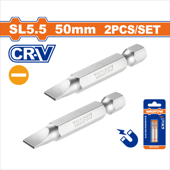 WADFOW 螺絲起子頭/SL5.5*0.8mm, 50mm*2支組 (WSV2K23)