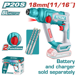 TOTAL 20V 無刷單手電動鎚鑽 <單機> (TRHLI20188)